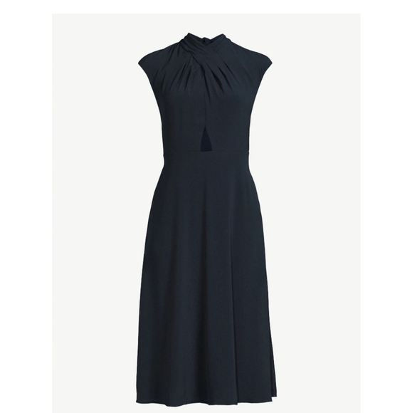 Scoop Midi Twist Neck Dress Blue Navy Size Medium - Picture 4 of 11